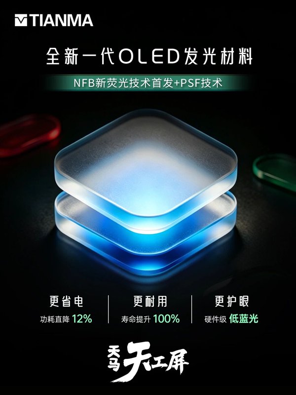 Worlds First! Tianma Releases Next-Generation OLED Light-Emitting Material: Lower Power Consumption and 100% Longer Lifespan(图1)